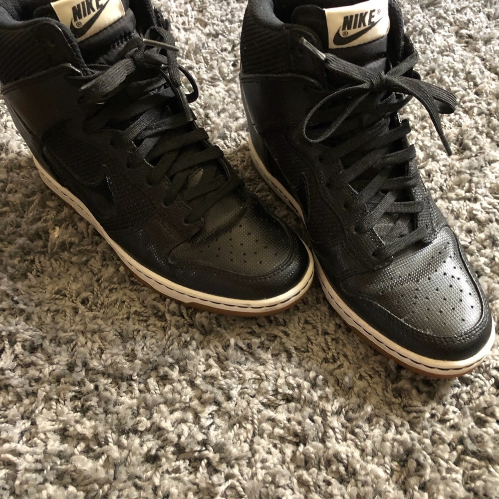 Nike Black and White High-Top Women's Wedge Sneakers